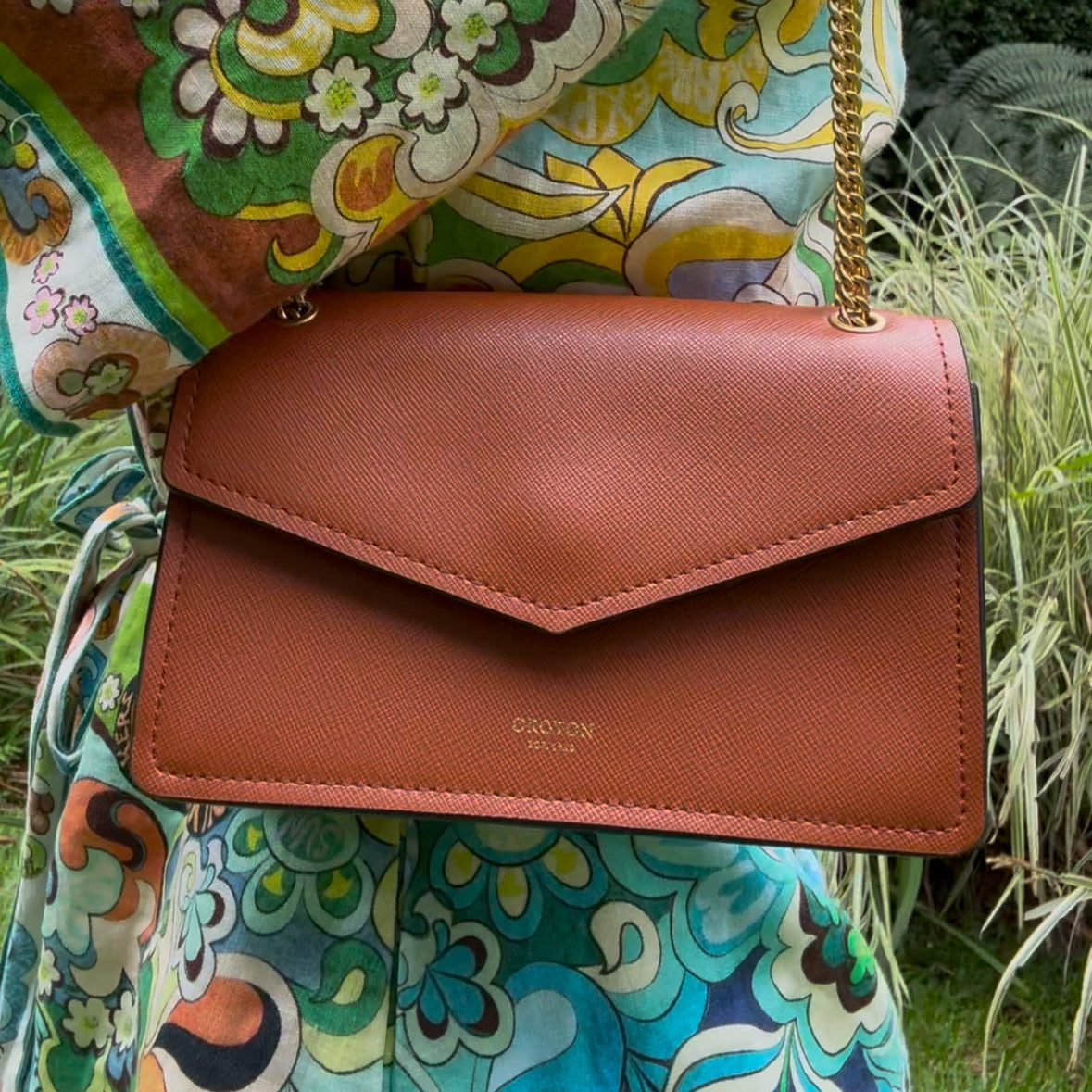 Oroton Bella Small Clutch in Cognac