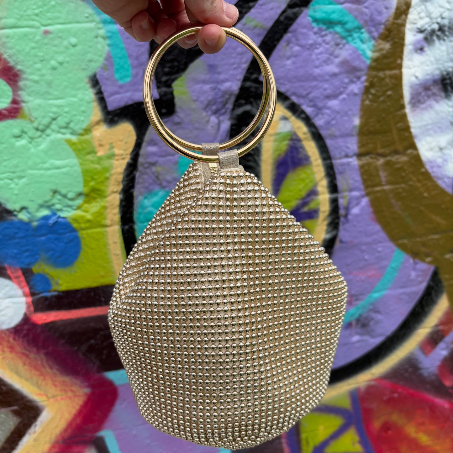 Olga Berg Bianca Ball Mesh Handle Bag