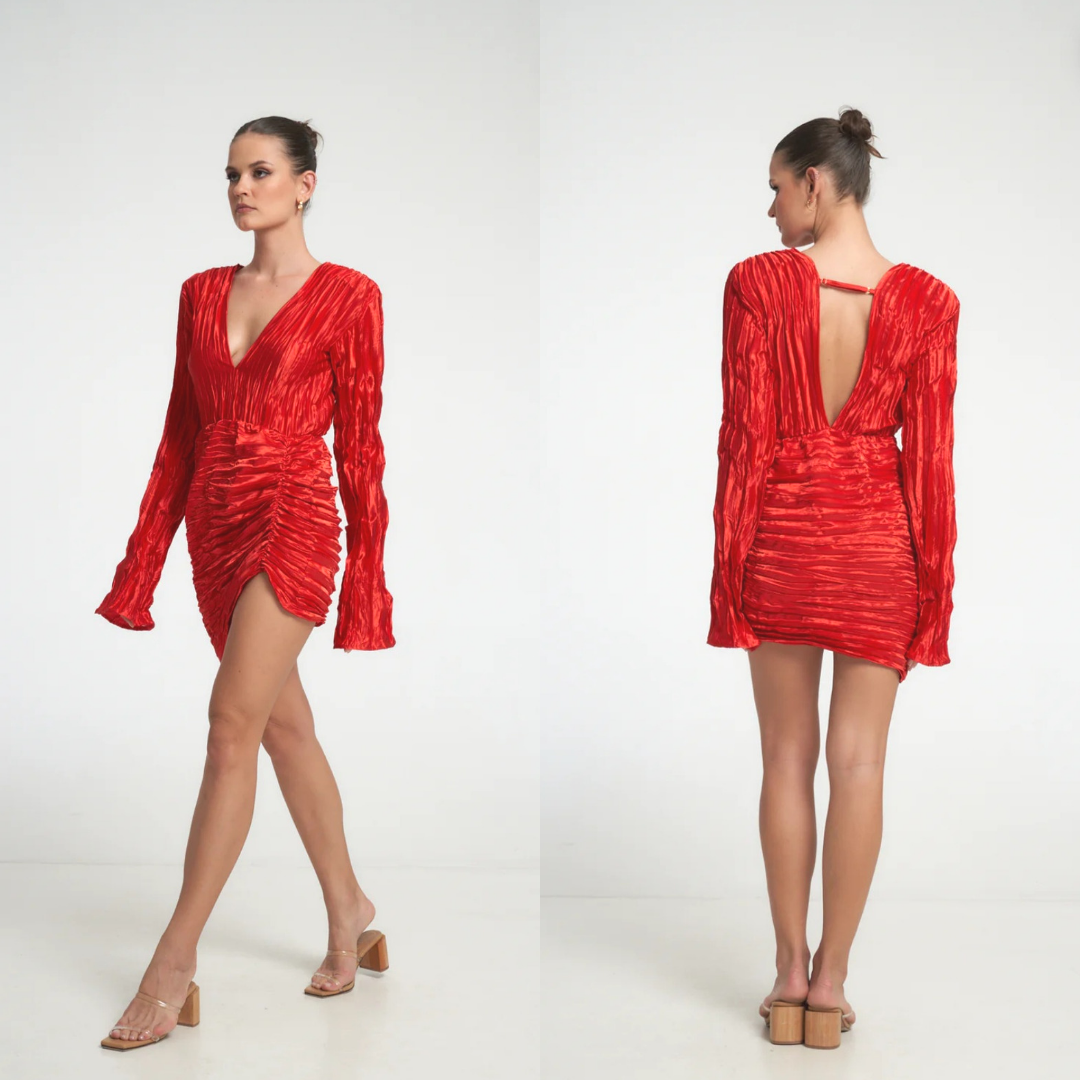 L'idee Costes Sleeved Mini Dress - Size 6