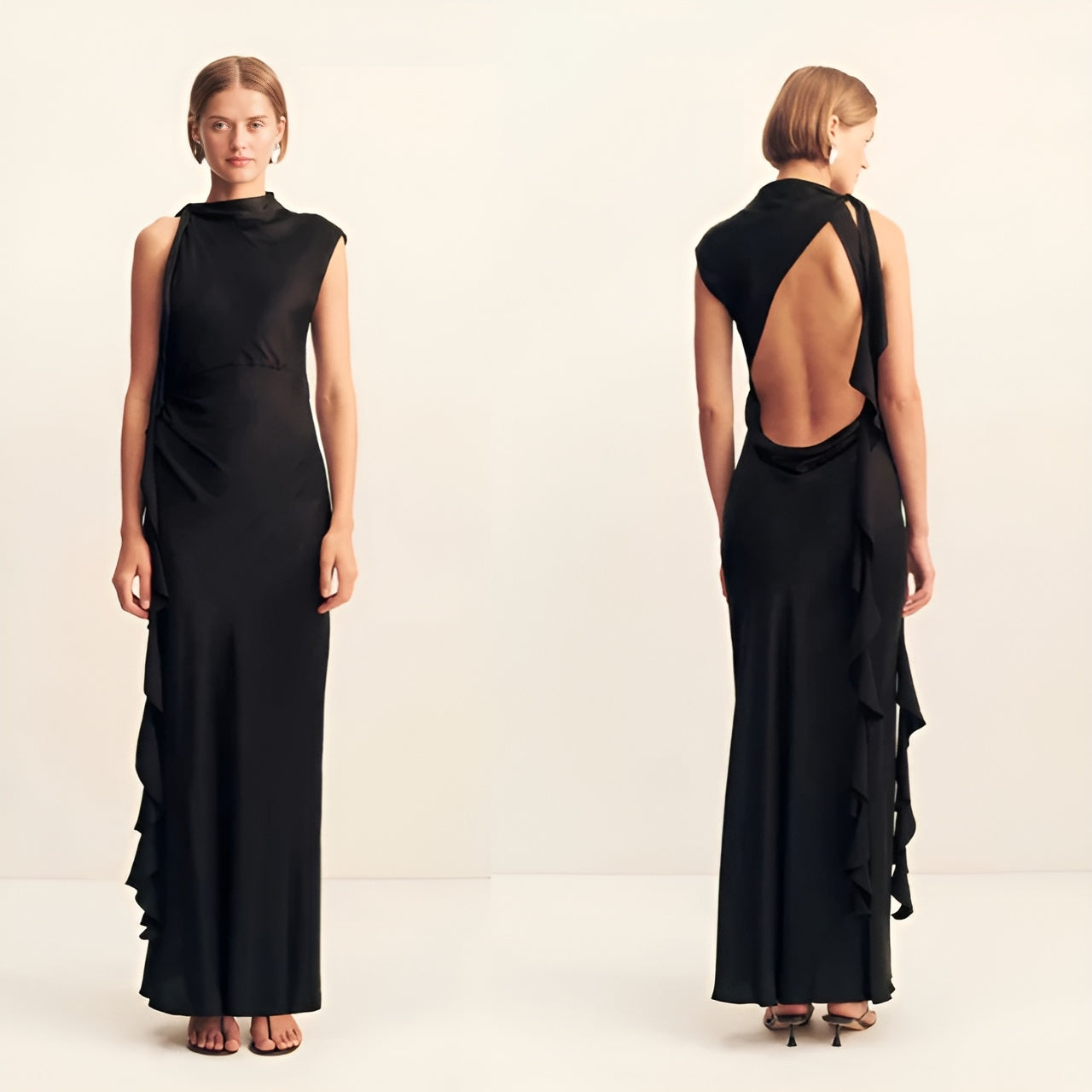 Shona Joy Agnes Draped Ruffle Maxi Dress - Size 8