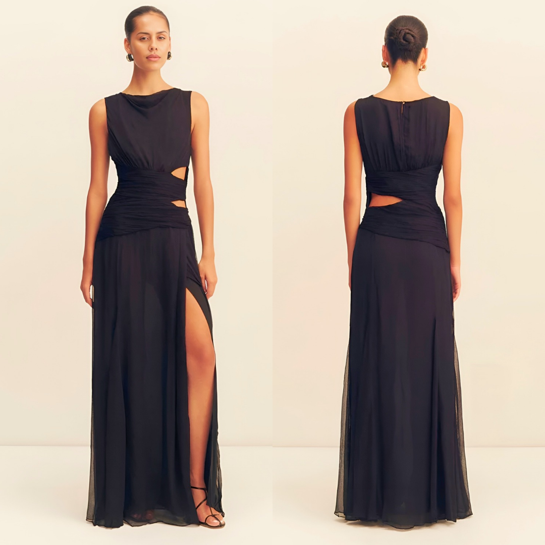 Shona Joy Claude Cut Out Side Split Maxi Dress - Size 12