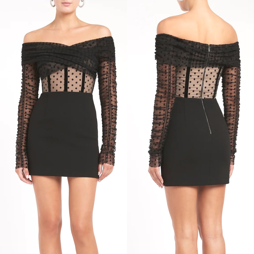 Rebecca Vallance Tiffani Off-Shoulder Mini Dress - Size 10