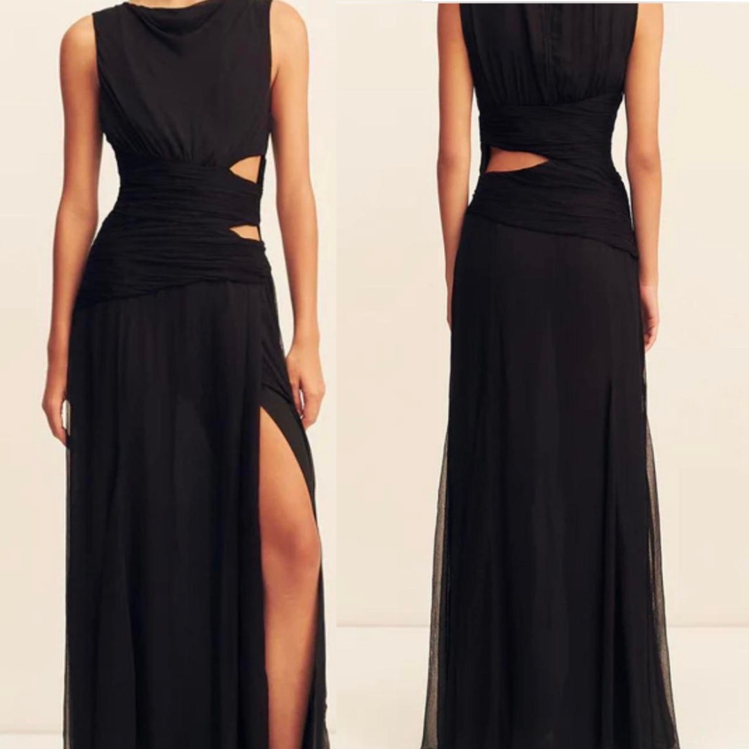 Shona Joy Claude Cut Out Side Split Maxi Dress - Size 12
