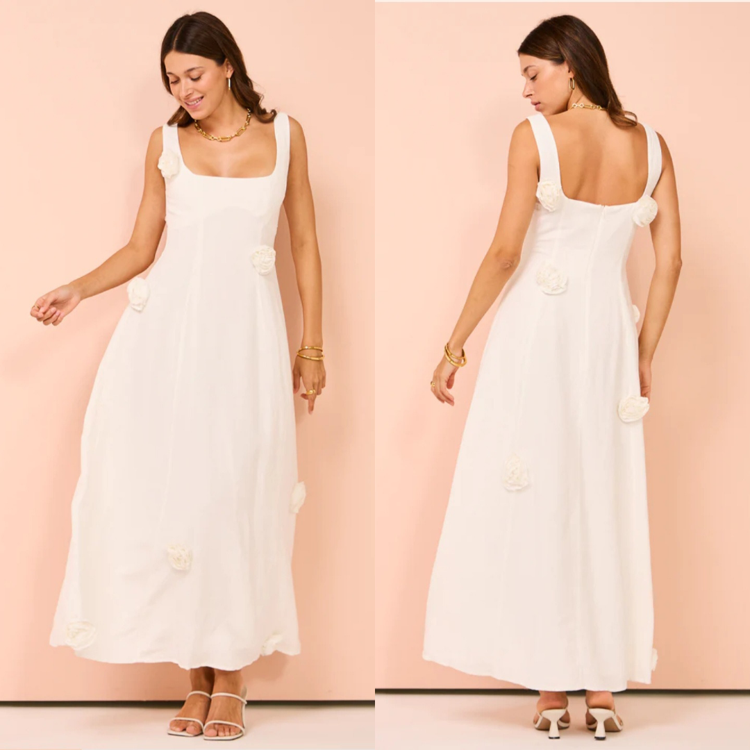 Issy Rose Applique Bodice Midi Dress - Size 14